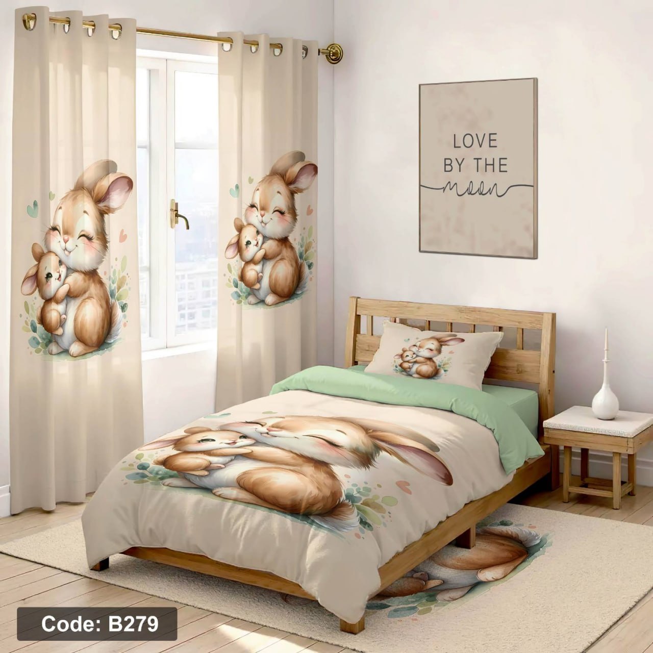 سرویس روتختی یک نفره کودک طرح خرگوش چهار تکه کد B279