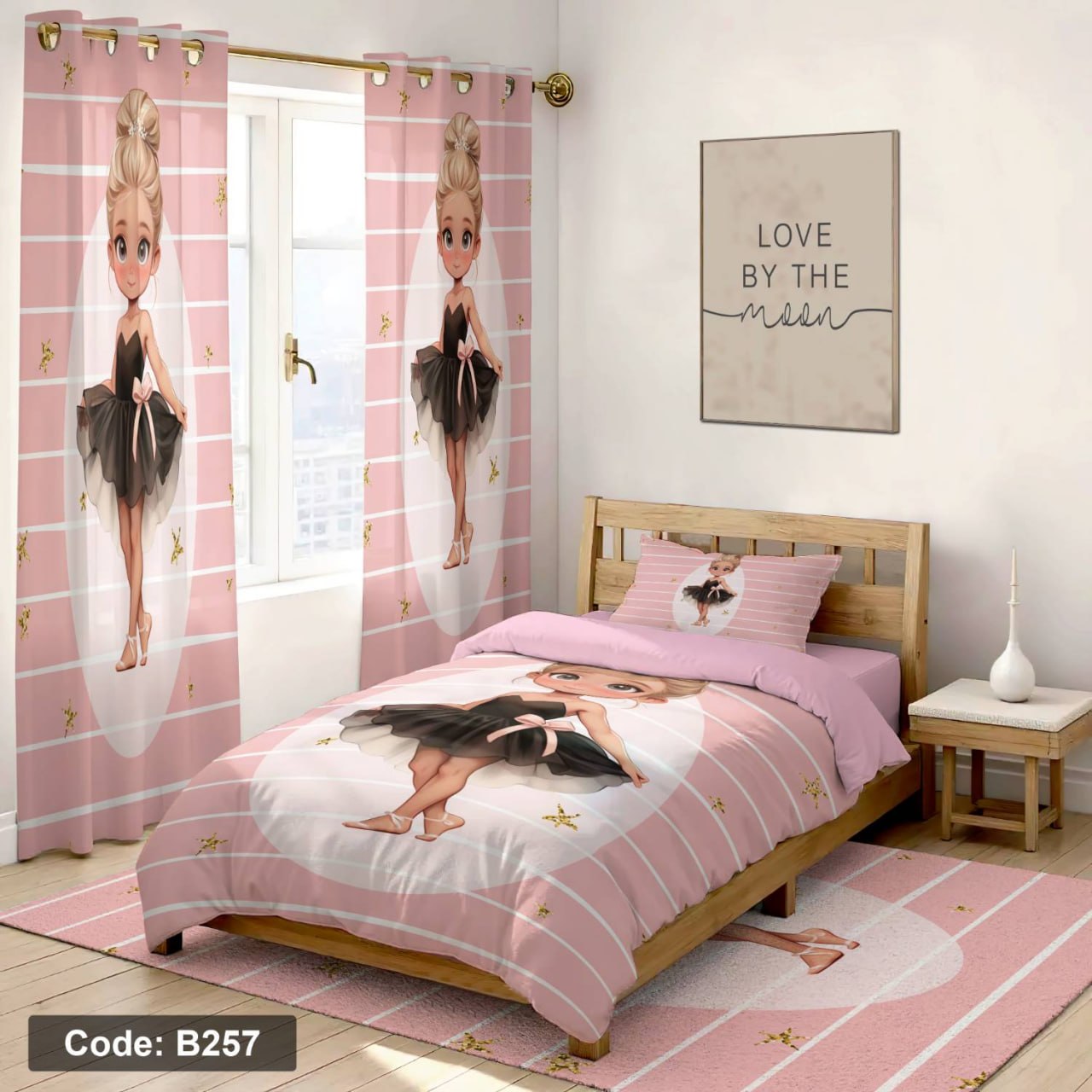 سرویس روتختی یک نفره دخترانه طرح عروسکی چهار تکه کد B257