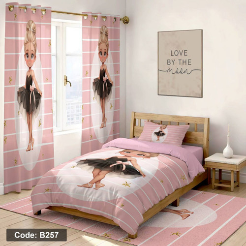 سرویس روتختی یک نفره دخترانه طرح عروسکی چهار تکه کد B257