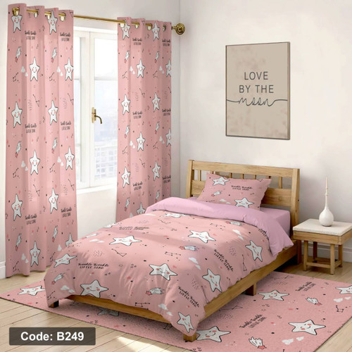 سرویس روتختی یک نفره دخترانه طرح ستاره چهار تکه کد B249