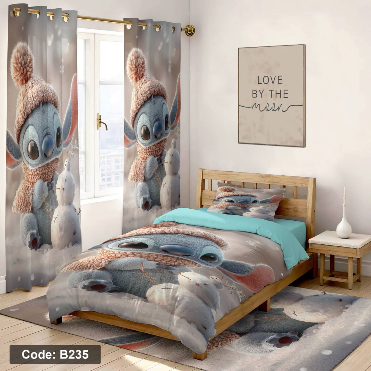 سرویس روتختی یک نفره دخترانه طرح استیچ چهار تکه کد B235