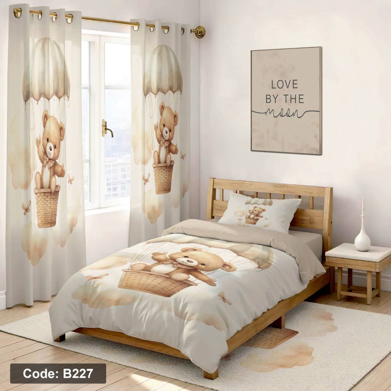 سرویس روتختی یک نفره کودک طرح تدی چهار تکه کد B227