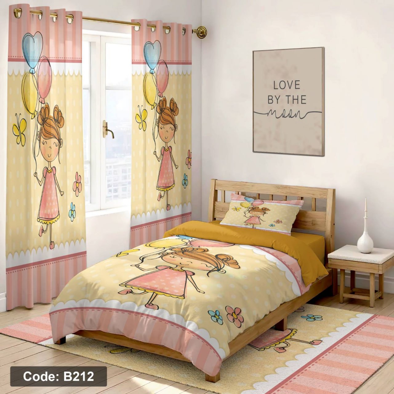سرویس روتختی یک نفره دخترانه طرح عروسکی چهار تکه کد B212