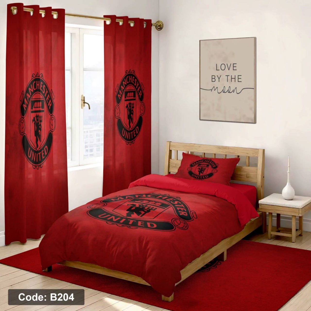 سرویس روتختی یک نفره پسرانه طرح منچستر یونایتد چهار تکه کد B204