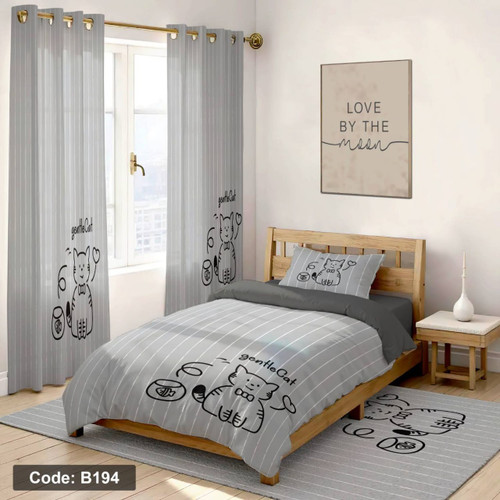سرویس روتختی یک نفره کودک طرح گربه جنتلمن چهار تکه کد B194