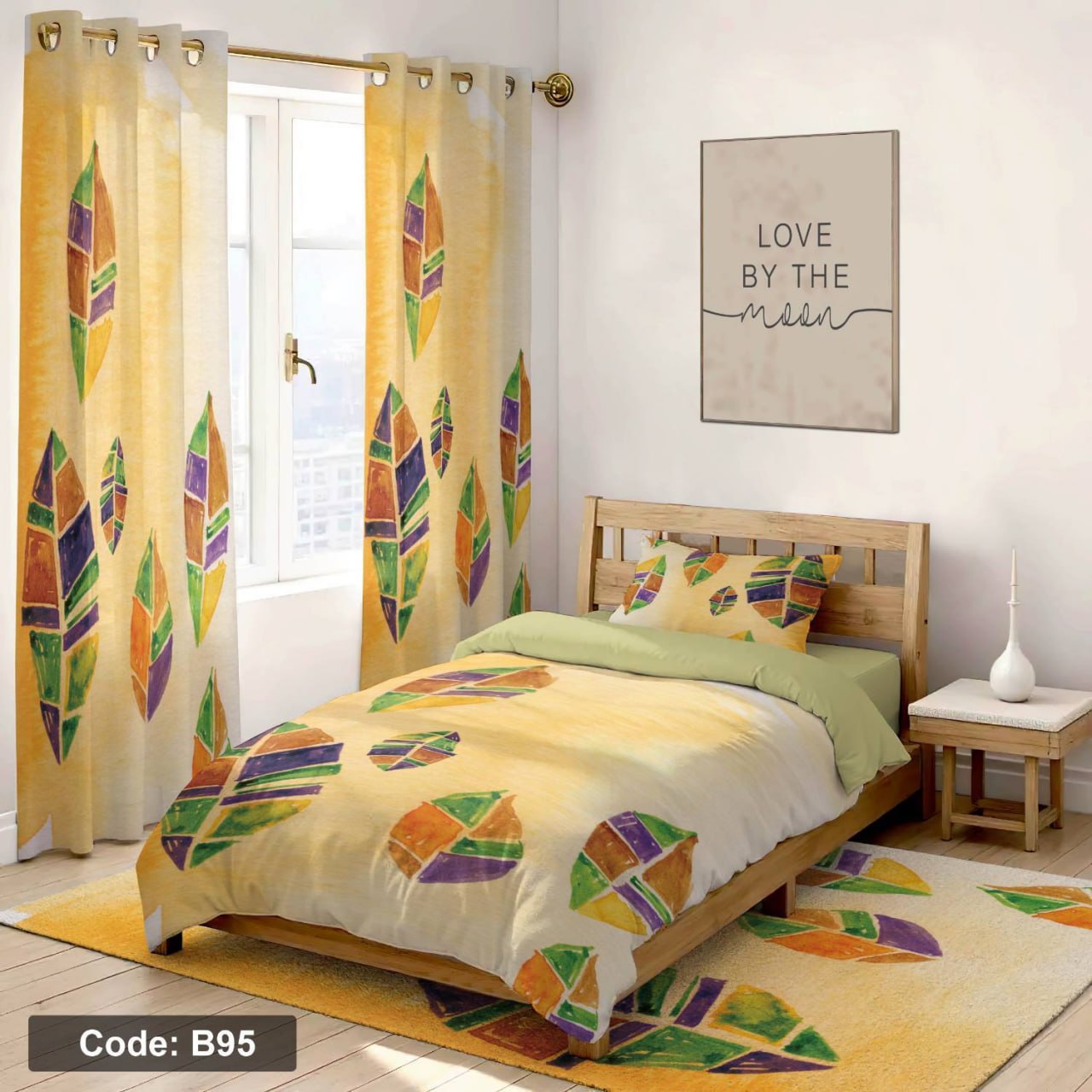 سرویس روتختی یک نفره اسپرت طرح برگ چهار تکه کد B95