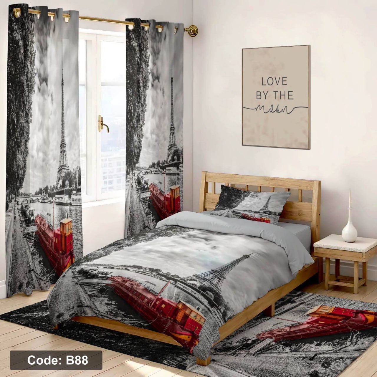 سرویس روتختی یک نفره اسپرت طرح برج ایفل چهار تکه کد B88
