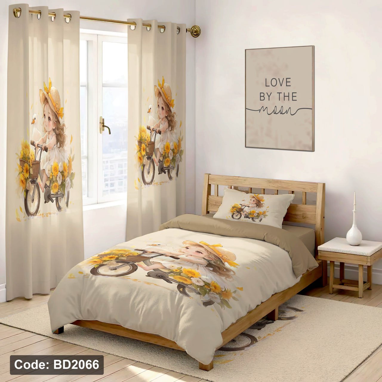 سرویس روتختی یک نفره دخترانه طرح عروسکی چهار تکه کد BD2066