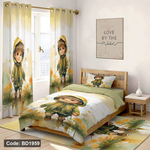 سرویس روتختی یک نفره کودک طرح عروسکی چهار تکه کد BD1959
