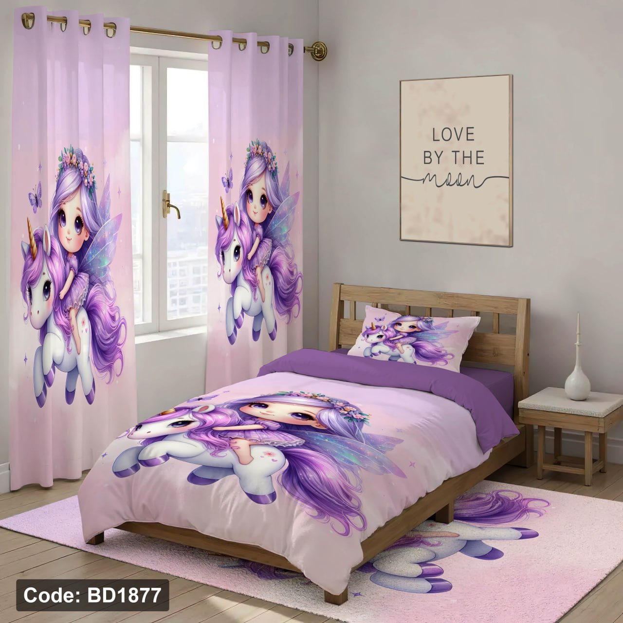 سرویس روتختی یک نفره دخترانه طرح عروسکی چهار تکه کد BD1877