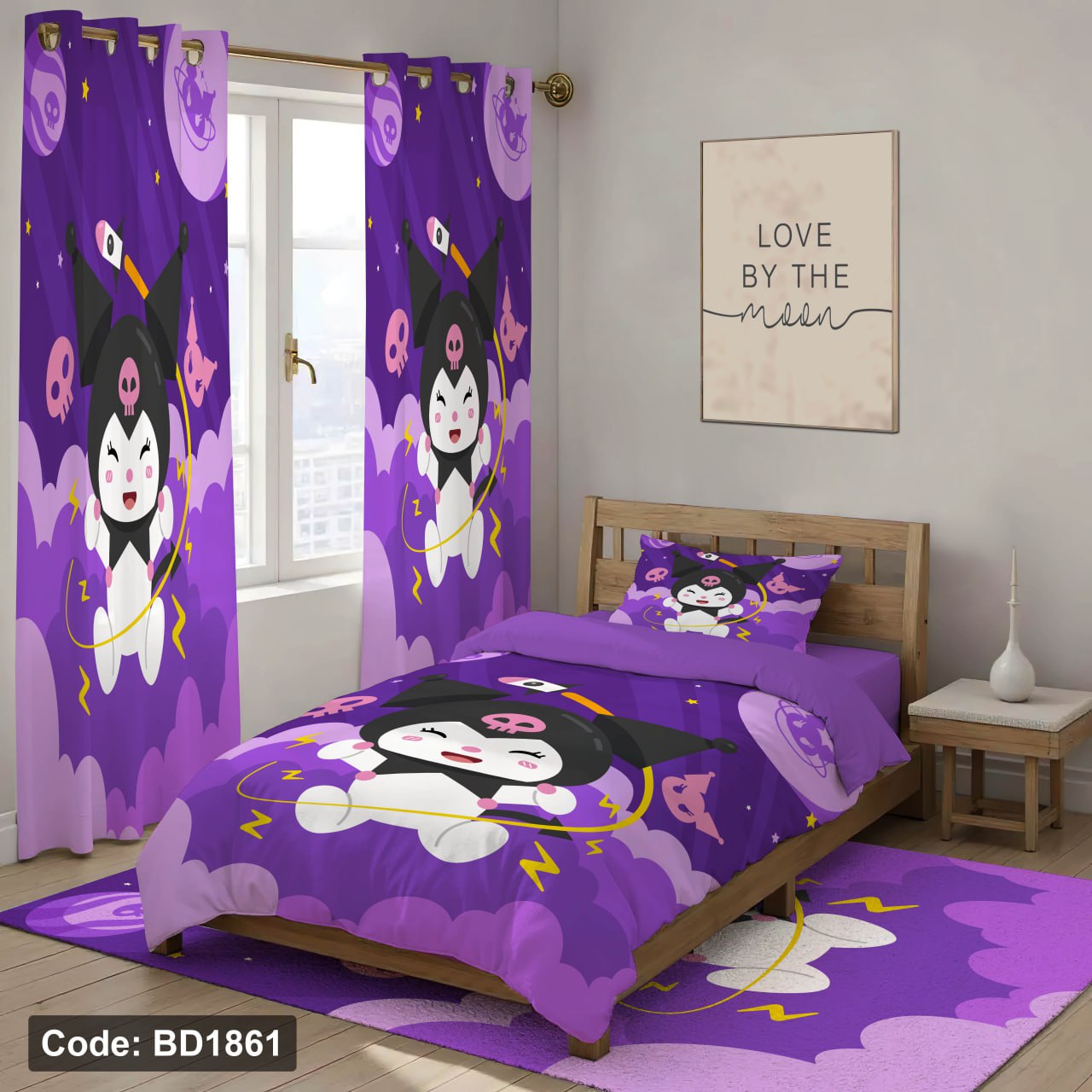 سرویس روتختی یک نفره دخترانه طرح کرومی چهار تکه کد BD1861