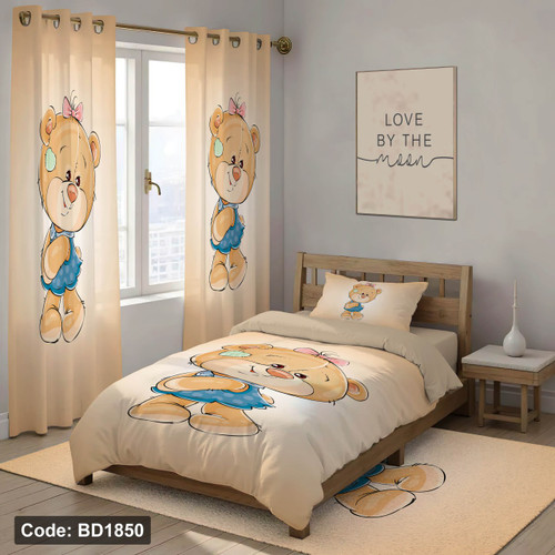 سرویس روتختی یک نفره کودک طرح تدی چهار تکه کد BD1850