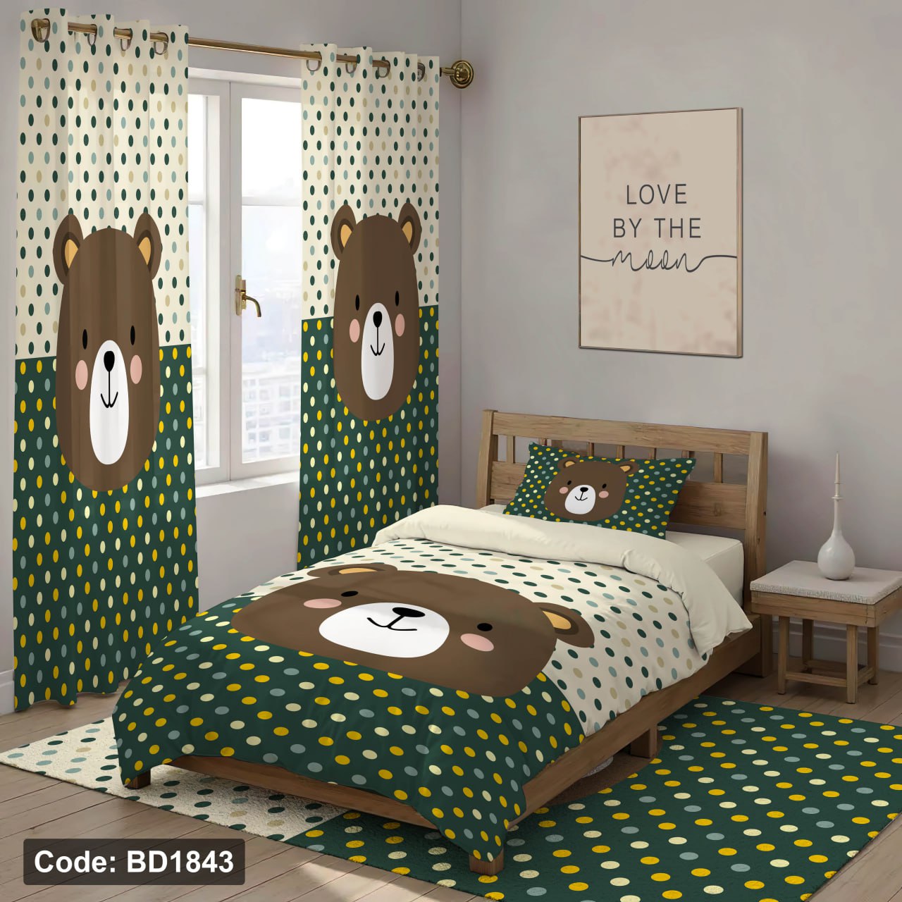 سرویس روتختی یک نفره کودک طرح تدی چهار تکه کد BD1843