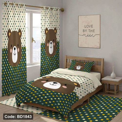 سرویس روتختی یک نفره کودک طرح تدی چهار تکه کد BD1843