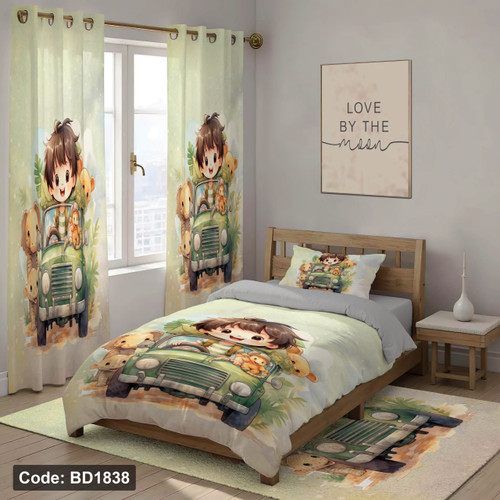 سرویس روتختی یک نفره پسرانه طرح عروسکی چهار تکه کد BD1838