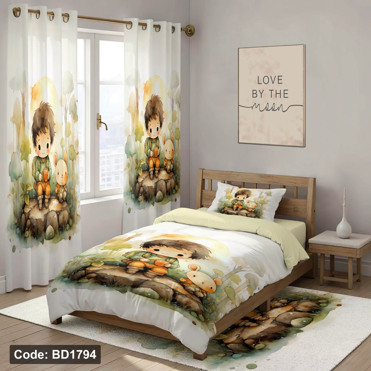 سرویس روتختی یک نفره پسرانه طرح عروسکی چهار تکه کد BD1794