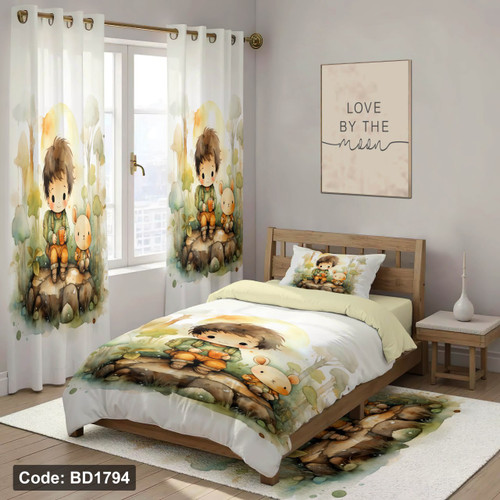 سرویس روتختی یک نفره پسرانه طرح عروسکی چهار تکه کد BD1794