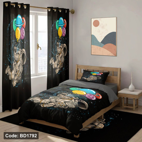 سرویس روتختی یک نفره پسرانه طرح فضانور چهار تکه کد BD1792