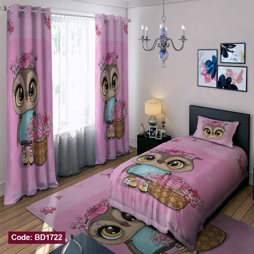 سرویس روتختی یک نفره کودک طرح جغد چهار تکه کد BD1722