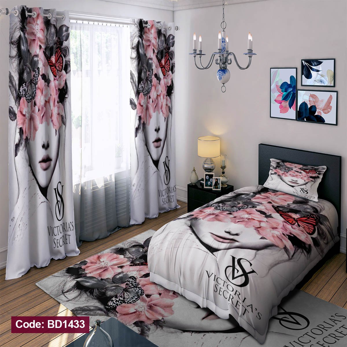 سرویس روتختی یک نفره اسپرت طرح ویکتوریا سیکرت چهار تکه کد BD1433