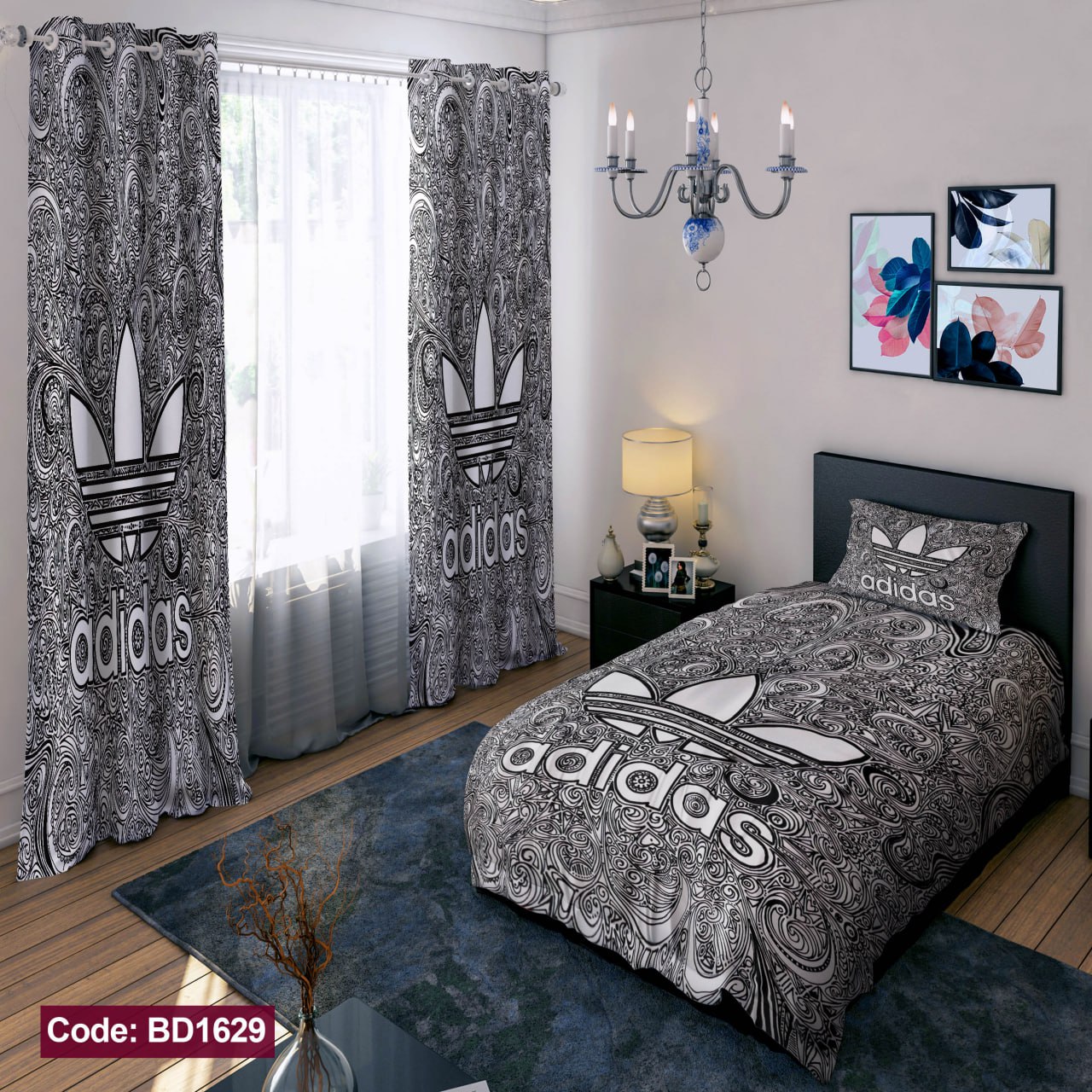 سرویس روتختی یک نفره اسپرت طرح آدیداس چهار تکه کد BD1629