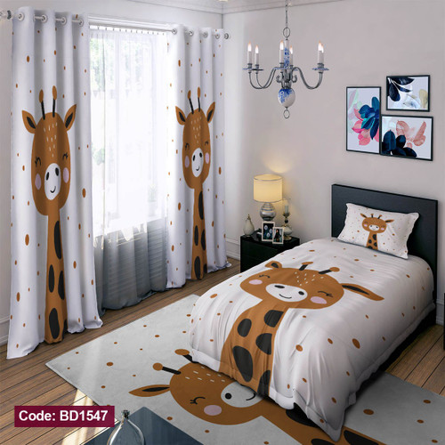 سرویس روتختی یک نفره کودک طرح زرافه چهار تکه کد BD1547